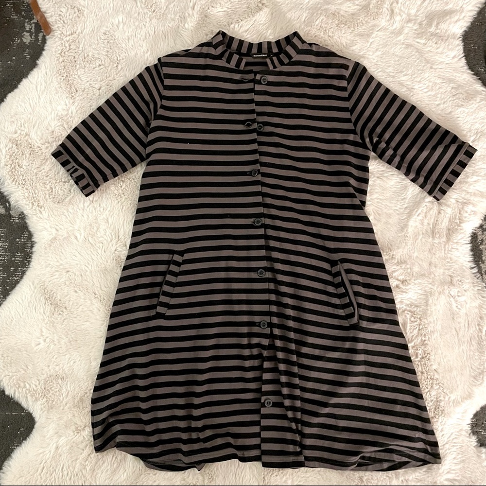 Marimekko Black and Grey Striped Dress